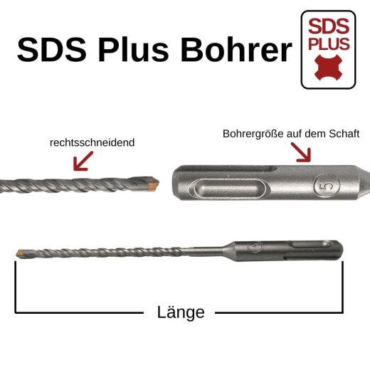 Hammerbohrer für SDS-PLUS 4-Schneider Ø 18,0mm x 210mm Länge
