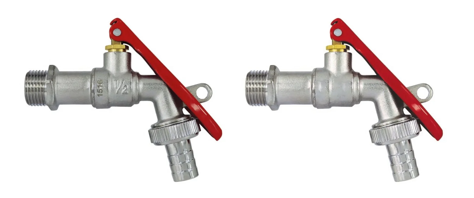 Kugelauslaufventil, abschließbar, roter Griff ohne Schloss, 1/2" vernickelt - 0