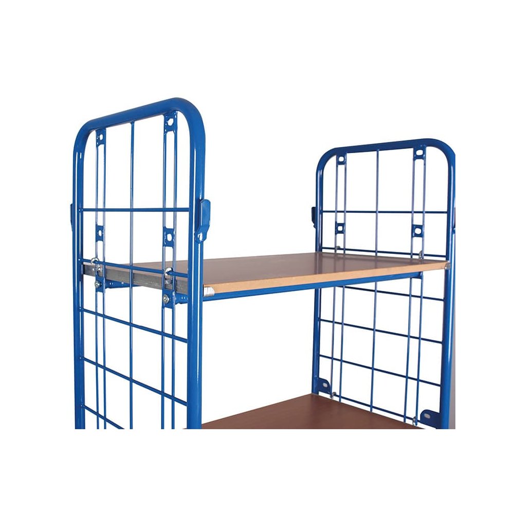 Paketwagen hoch mit 2 Gitterwänden + 4 Böden 400 kg Traglast Typ S + EasySTOP-0