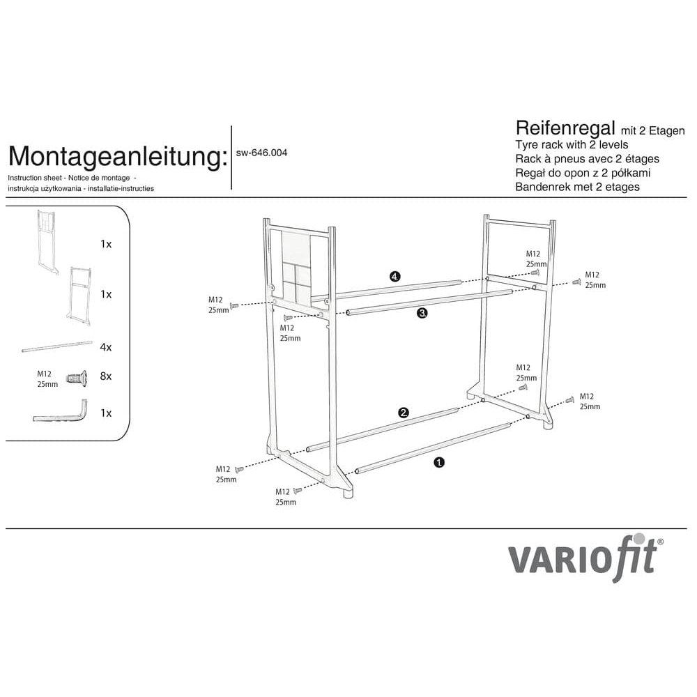 Reifenregal mit 2 Etagen 300 kg 1205 x 780 x 1325 mm-0