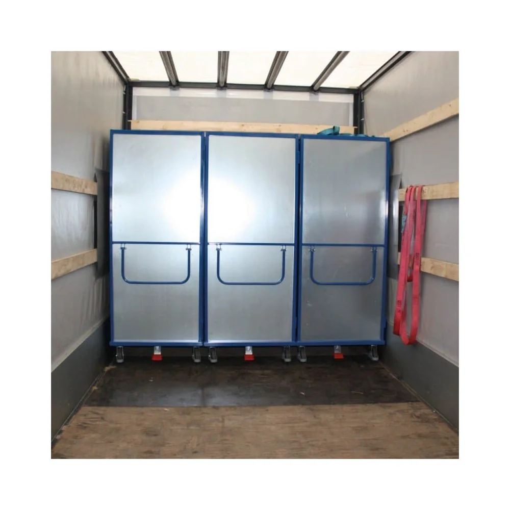 Stahlblech-Etagenwagen mit 1 festen und 4 variablen Böden Drehgriff-Doppelflügeltür + EasySTOP Typ L-0