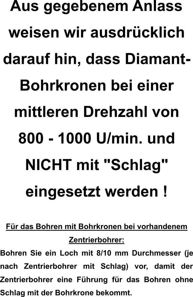 68 x 100 mm mit SDSplus-Schaft 115mm + Zentrierbohrer (10 St.)