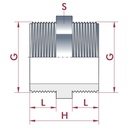 PVC - U AG x AG Doppelnippel 1 1/2"-1