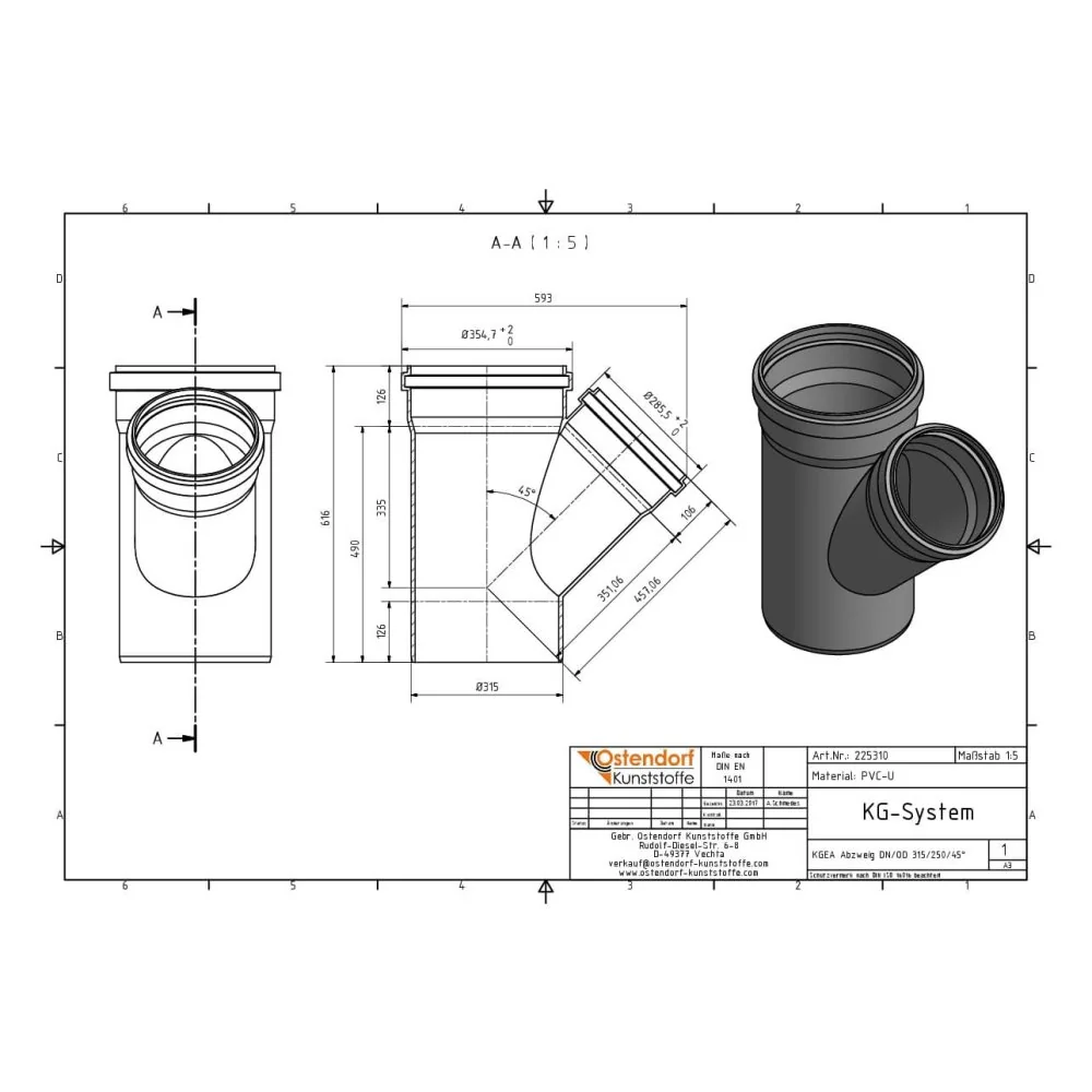 KGEA Abzweig DN/OD 315/250   45 Grad-1