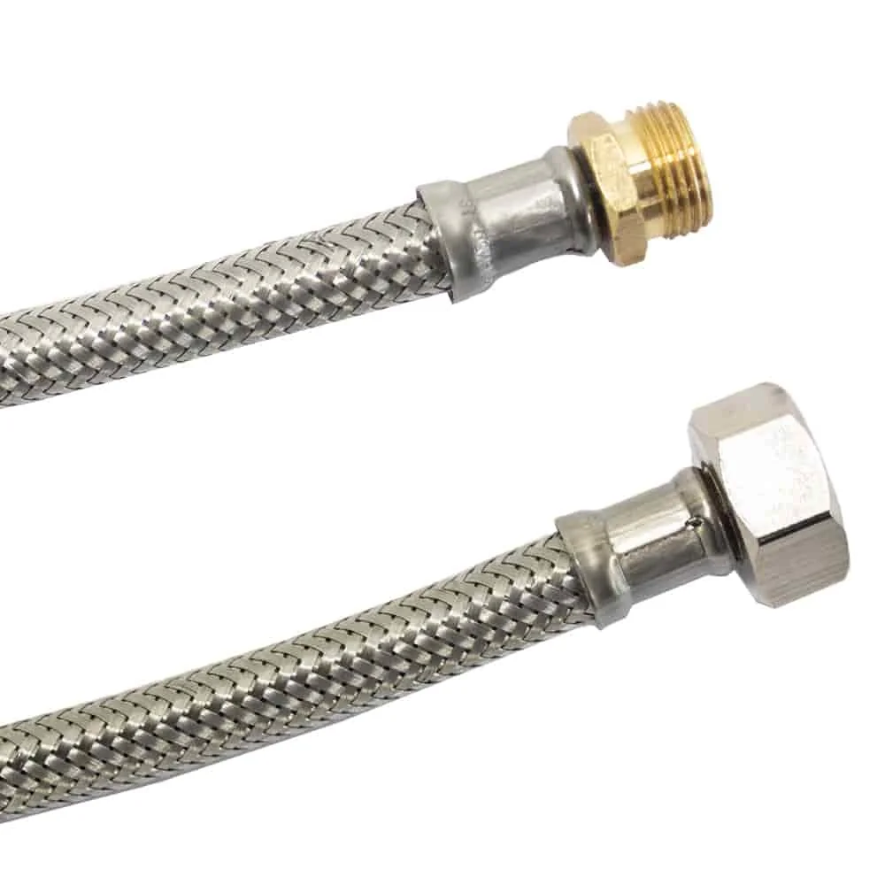 Panzerschlauch, Edelstahl, flexibel, 1000mm, 3/8" AG x 1/2" ÜM, DVGW