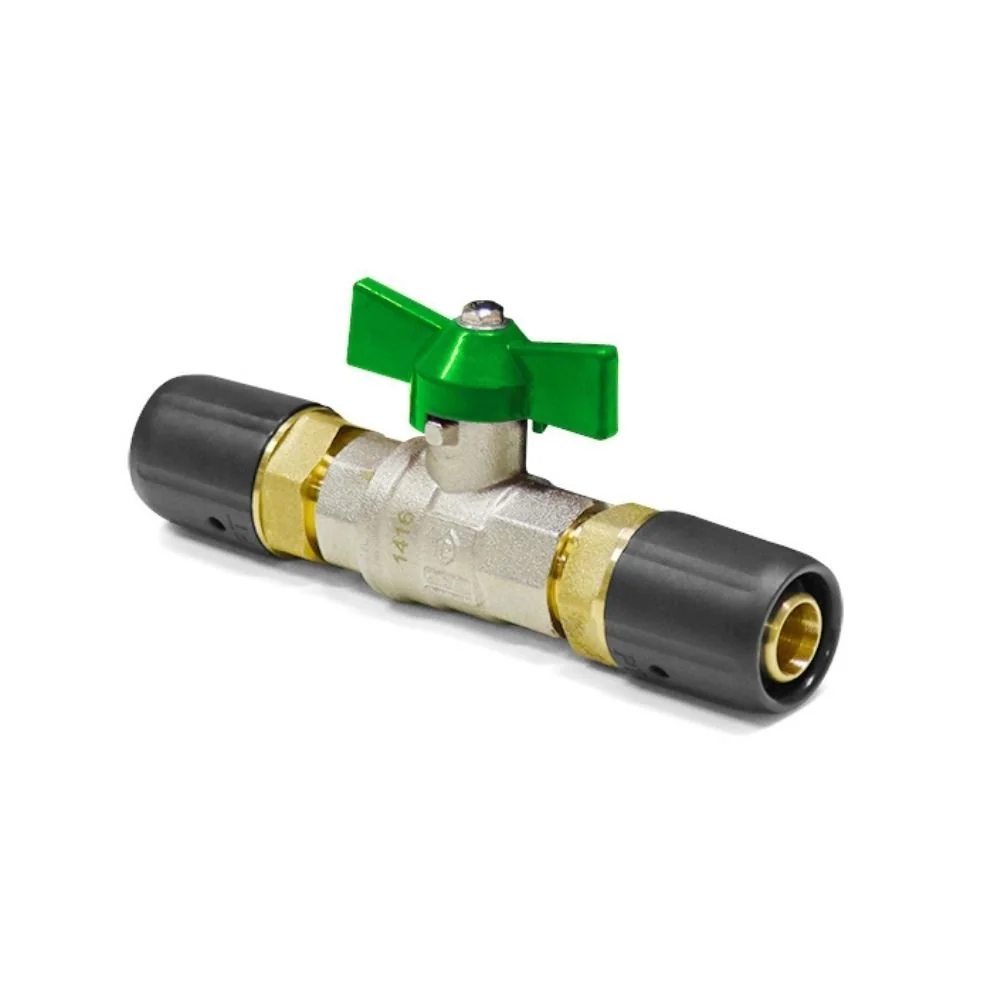 Kugelhahn für Trinkwasser, Steckfitting, 16 x 2 auf 16 x 2, grün, DVGW-zertifiziert