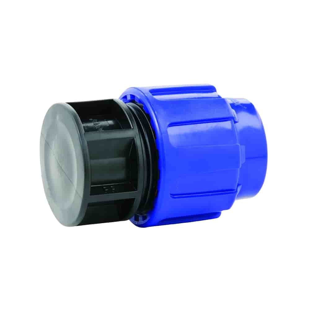 PE Rohr Verschraubung, Endkappe 25mm, Klemmfitting, Trinkwasser, PP/PE