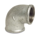 Gewindefitting Temperguss Winkel 90°, 3/8" IG x 3/8" IG, Tempergussfitting verzinkt