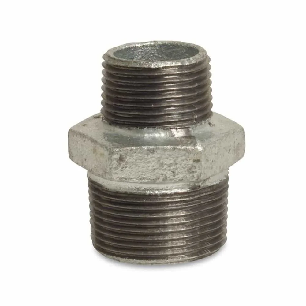 Reduziernippel Temperguss, Gewindefitting, 1/2" AG x 1/4" AG