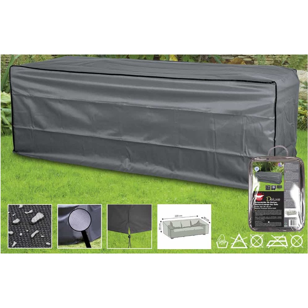 Schutzhülle Gartenmöbel, Rattan Sofa 3er Deluxe, Abdeckplane wetterfest 220x80x80