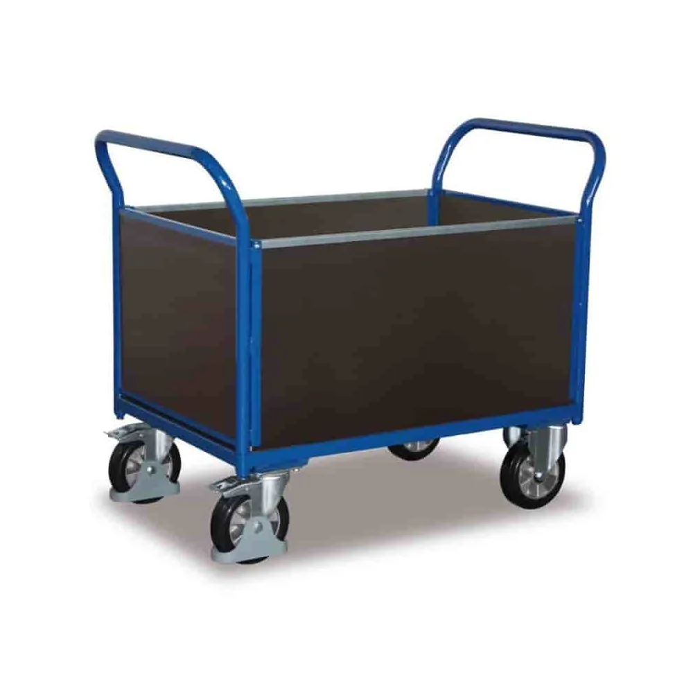 Transportwagen 1000 kg, Vierwandwagen, gummibereift, mit EasySTOP