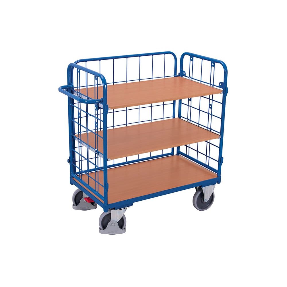 Dreiwandwagen, Transportwagen 500kg, mit 3 Böden, Typ XL, EasySTOP