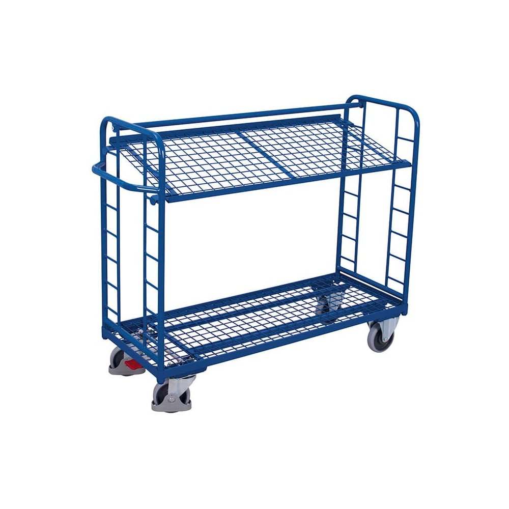 Etagenwagen, 2 Drahtgitterböden, 250 kg Traglast, Rollwagen mit Bremse