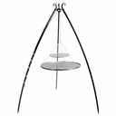 Schwenkgrill Set, Gartengrill Dreibein, 200 cm, Doppelrost 80/40 cm