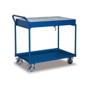 Tischwagen 2 Etagen, mit Auffangwanne 60 L, Gitterrost verzinkt, EasySTOP