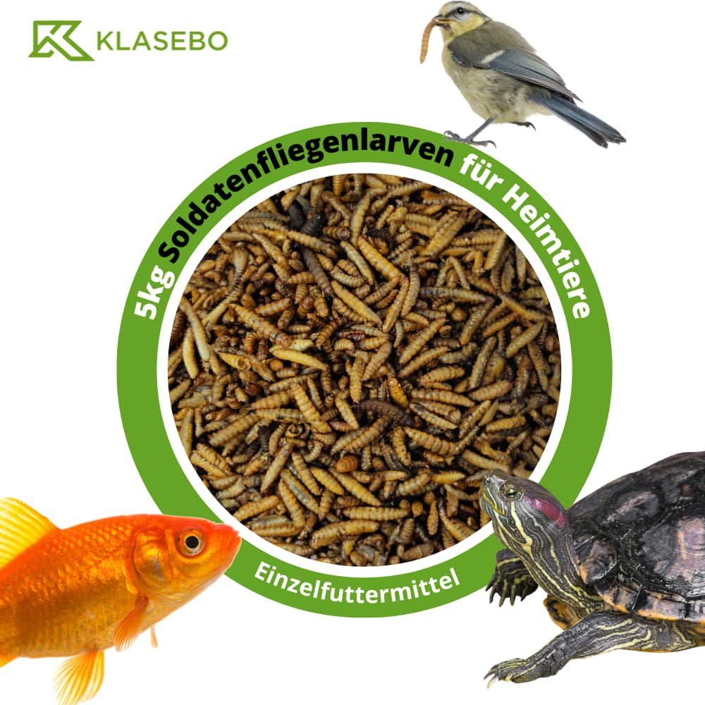 28,5 Liter Soldatenfliegenlarven (5kg) - Ganze, getrocknete Hermetia illucens