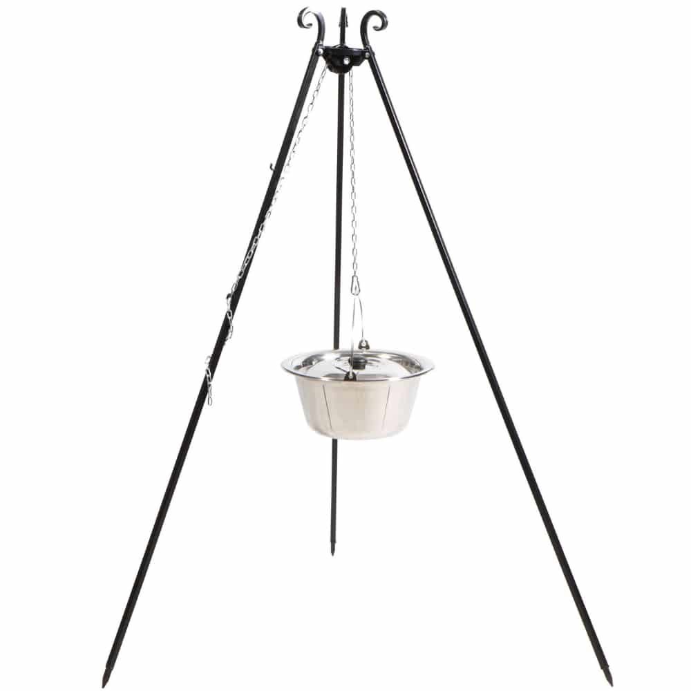 Dreibein Grill mit Edelstahltopf 14l, 180 cm, Boni, Outdoor Kochset