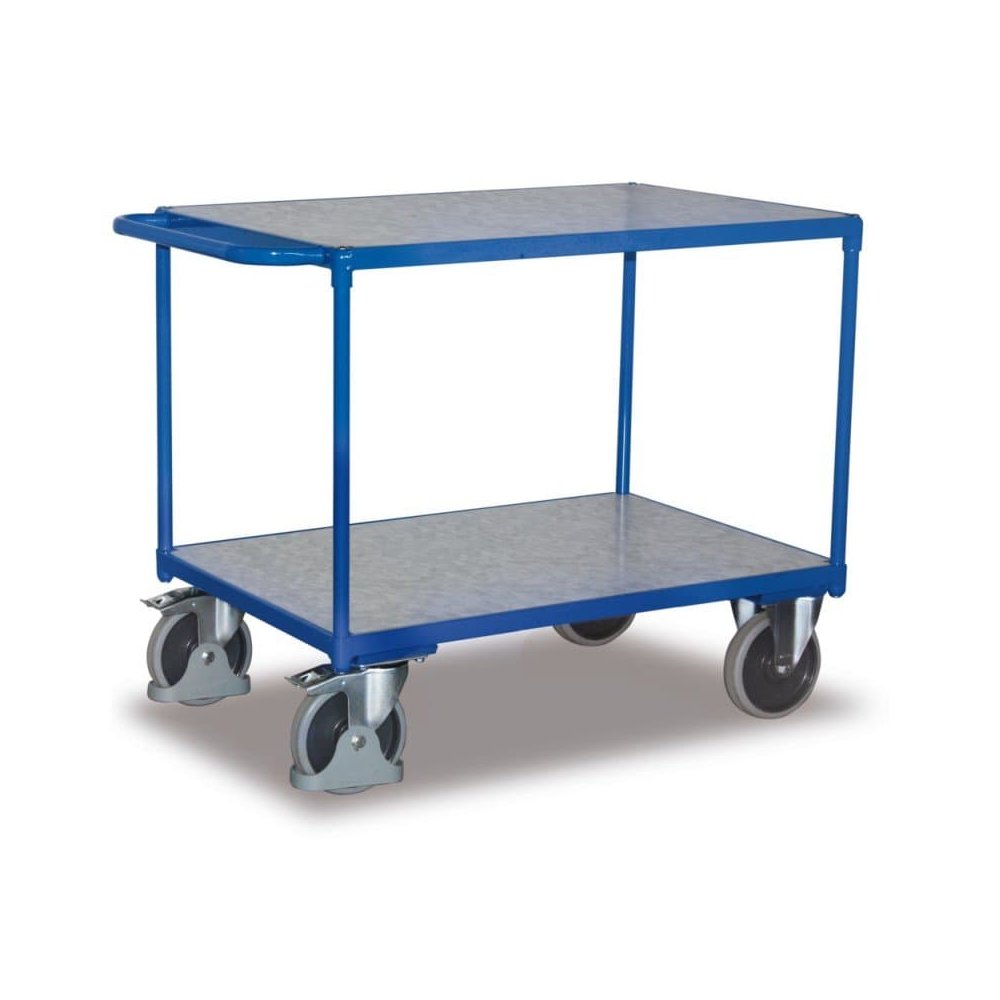 Tischwagen 500 kg, Schwerlast, 2 Ladeflächen, Werkstattwagen blau