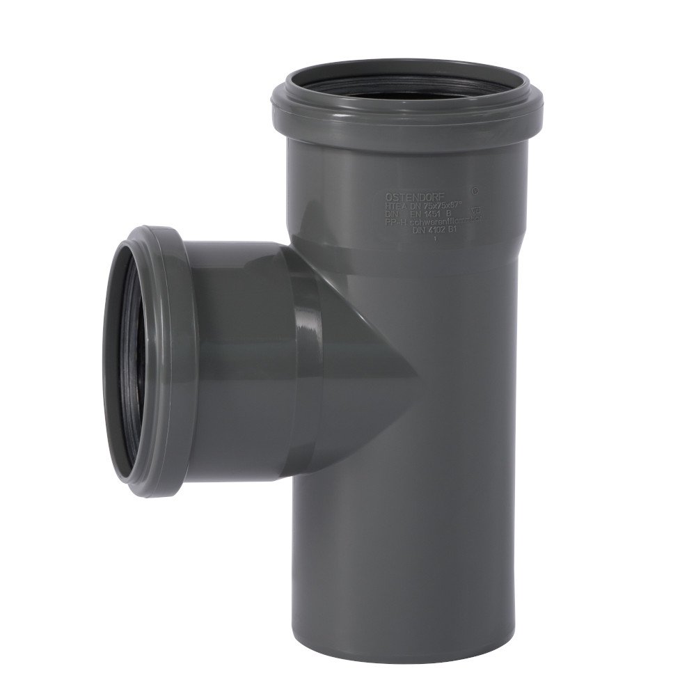HT Rohr 75mm, HT Abzweig 75, 87 Grad, Abwasserrohr, HTsafeEA