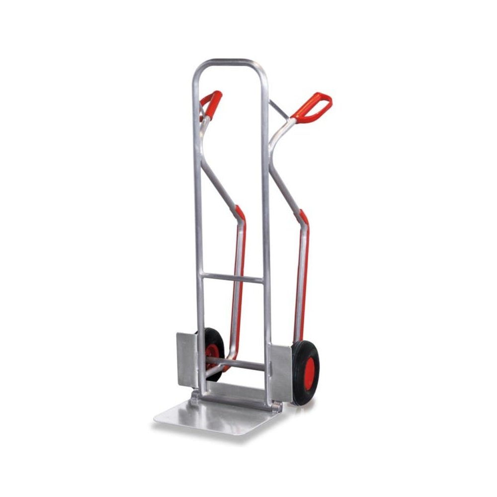 Stapelkarre Alu, 200 kg, Klappschaufel, Luftbereifung, Gleitkufen