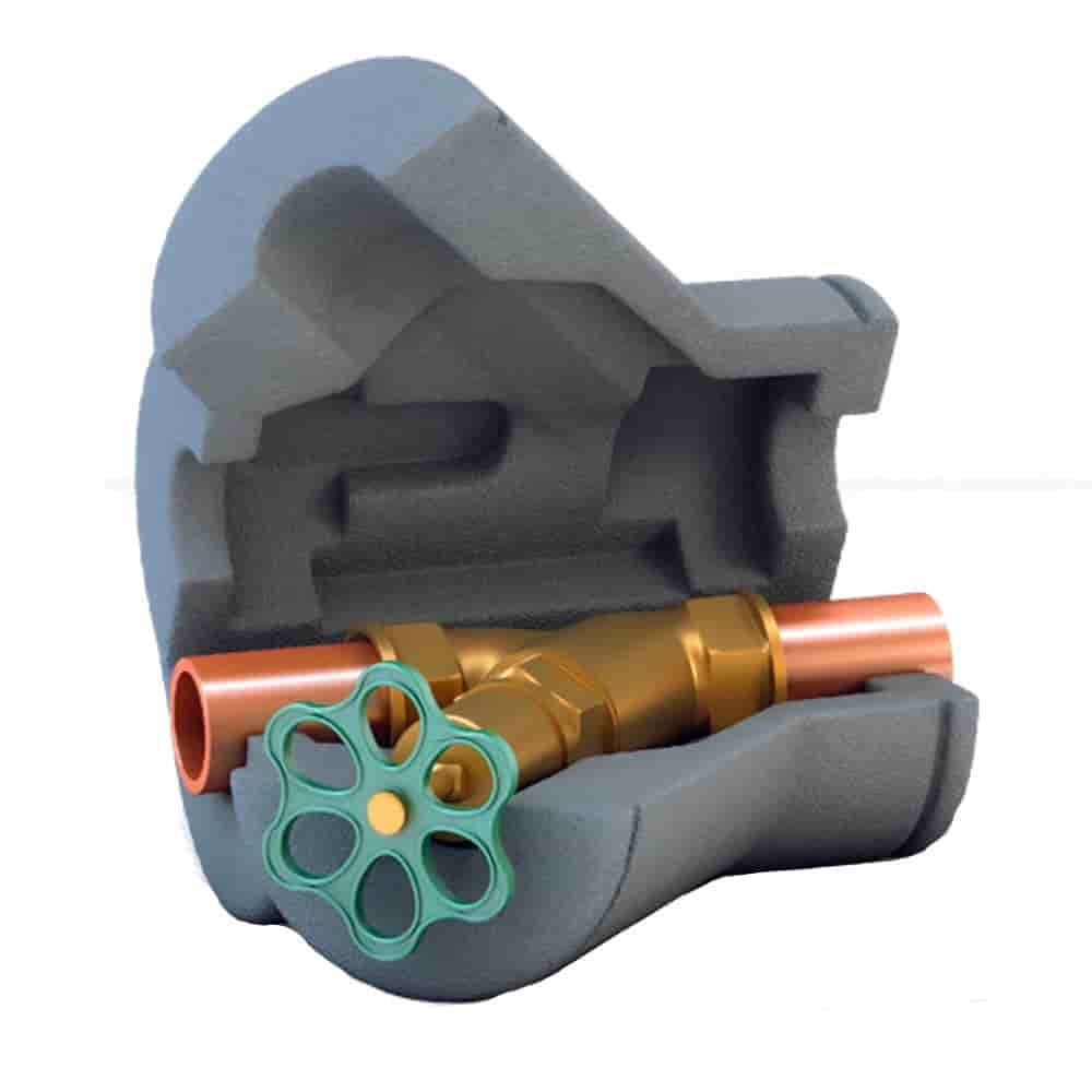Ventilisolierung, Schrägsitzventil DN 40, Armaturen Isolierung, PE Isolierung