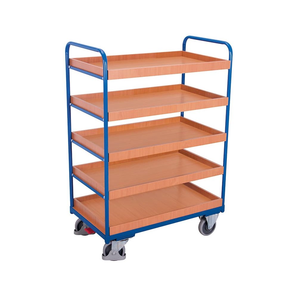 Etagenwagen, Werkstattwagen, 5 Tabletts, 250 kg Traglast, Rollen mit EasySTOP