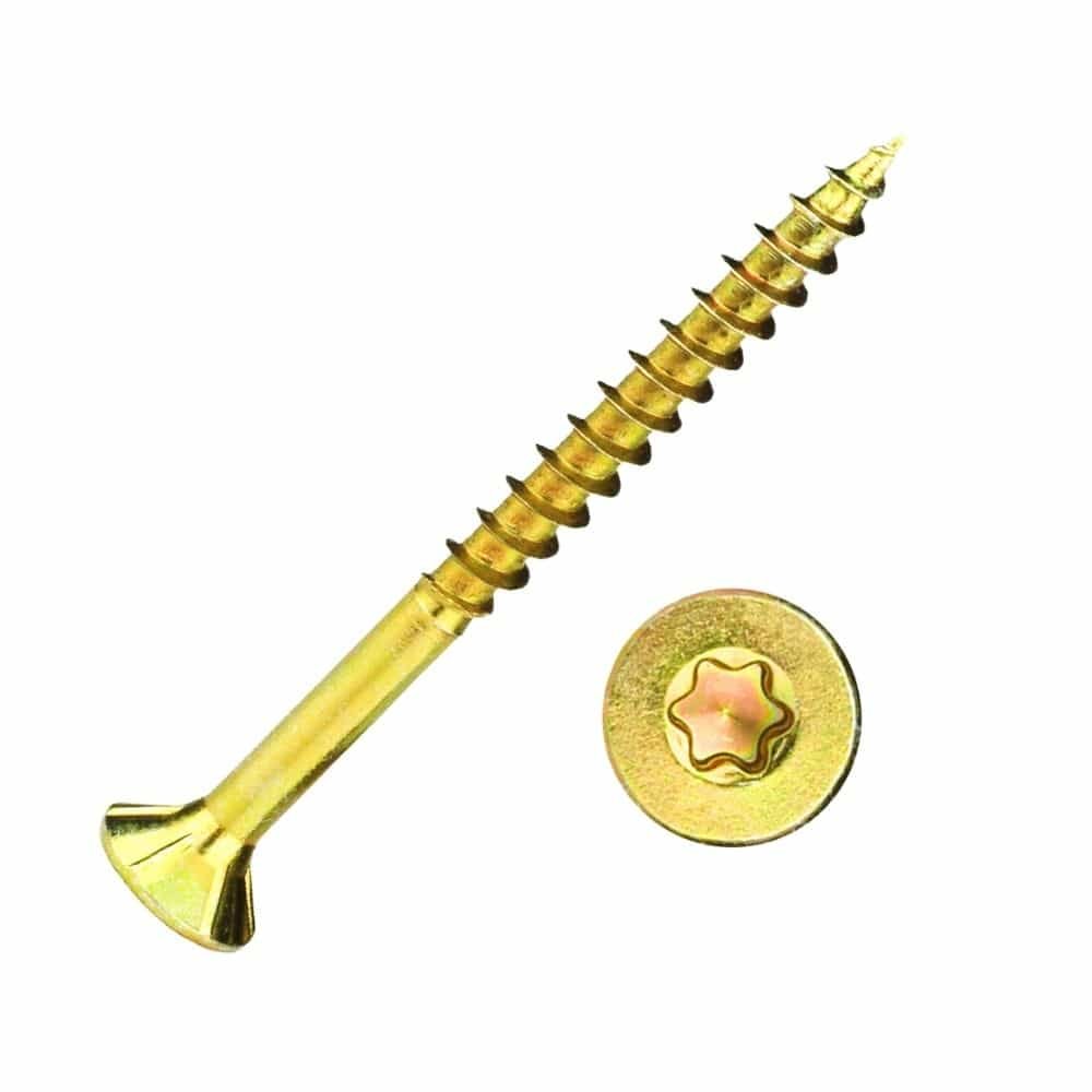 Spanplattenschrauben 6,0 x 45 mm 500 Stück mit I-Stern, Senkkopf, Teilgewinde und Fräsrippen unter dem Kopf