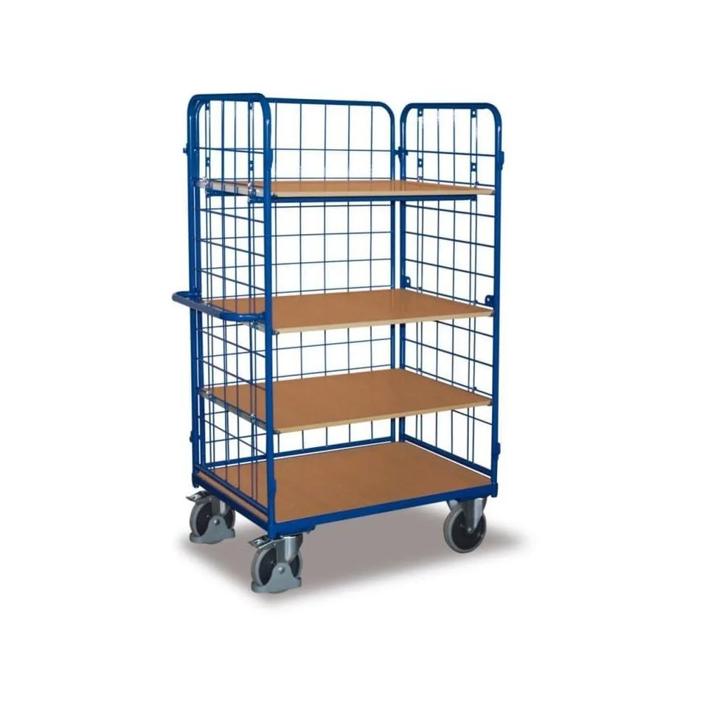 Dreiwandwagen hoch, Paketwagen, 4 Böden, 500 kg Traglast, EasySTOP