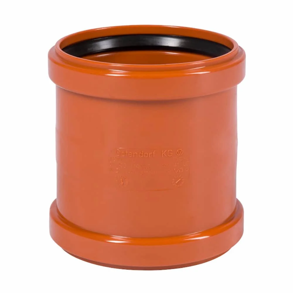 KG Rohr DN 250, Doppelmuffe, Abwasserrohr, PVC Rohr, Orangebraun