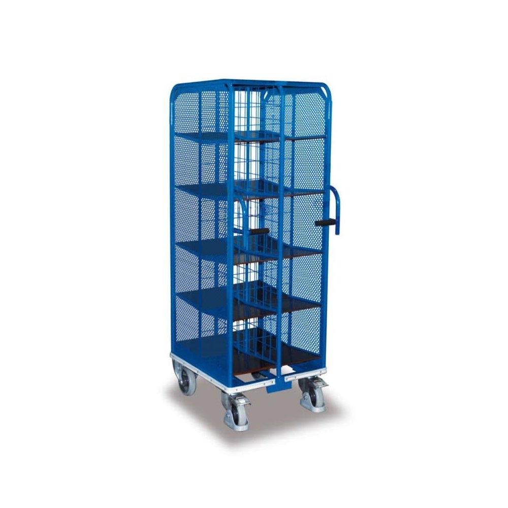 Aktenwagen mit Fächern, 2x10 Fächer, EasySTOP, Schiebegriffe