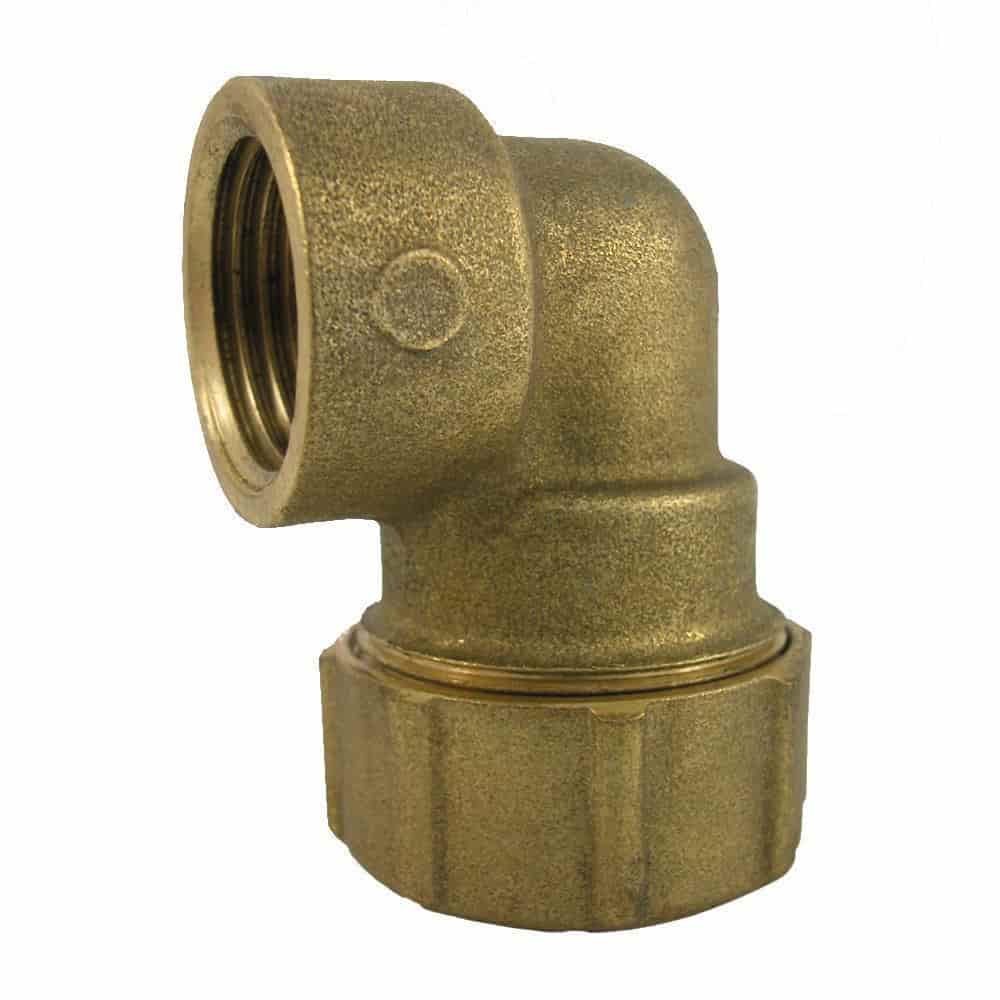 PE Rohr Verschraubung 40mm, Messing, 90° Winkel IG 1 1/4"