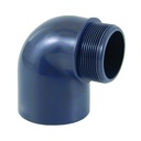 PVC Winkel 50mm, 90 Grad, Muffe x AG, PN10