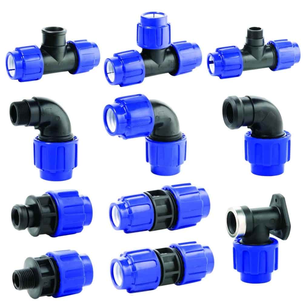 PE Rohr Verschraubung, Rohrverbinder, Klemmfitting, PP Rohr