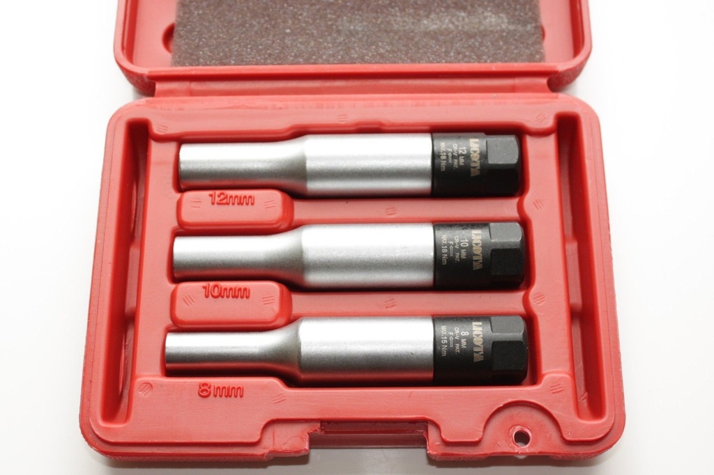 Torsionsnüsse, Glühkerzennuss Satz, 3/8 Zoll, SW8, SW10, SW12