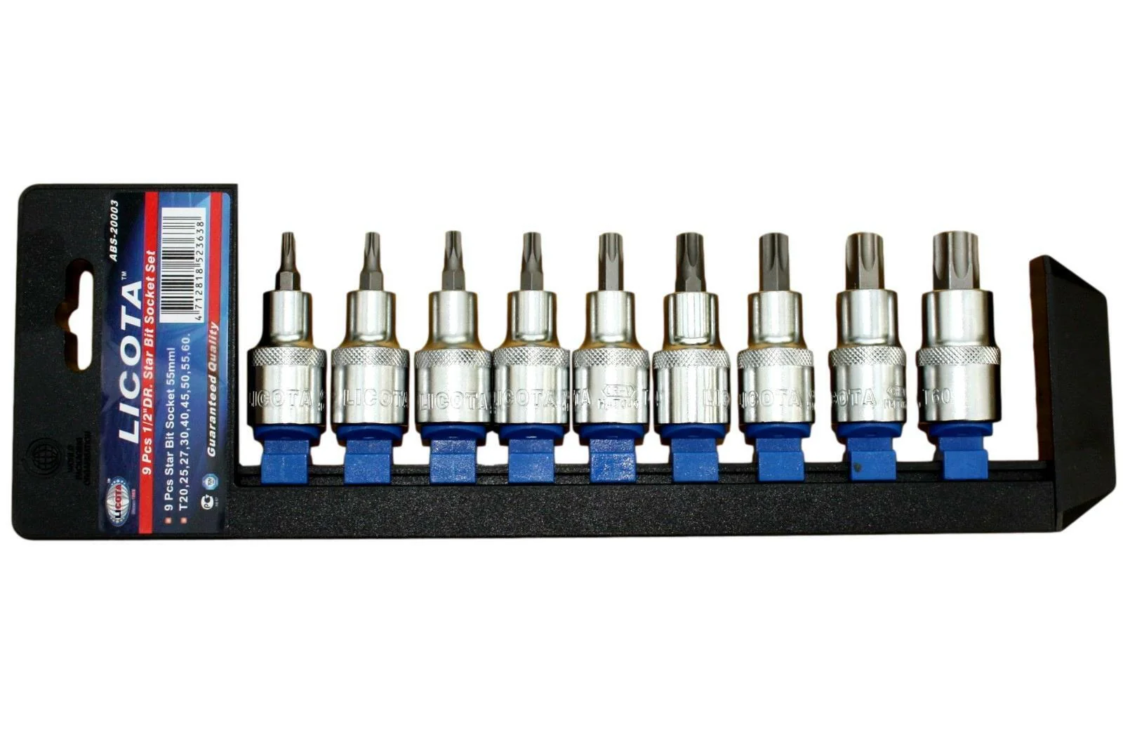 Innensechskant Nuss Set 9tlg, T20-T60, 1/2 Zoll, 55mm, Chrom Vanadium