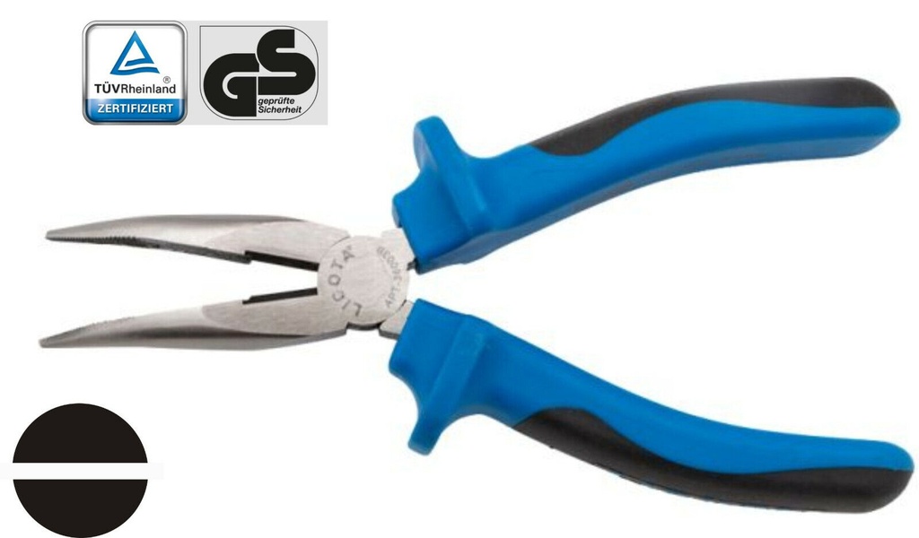 Spitzzange gewinkelt 140mm Flachrundzange mit Schneide DIN ISO 5745 + GS #190926