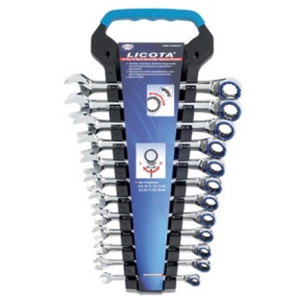 Ringratschen-Maulschlüssel-Set 12tlg / SW 8-19mm / 72 Z 