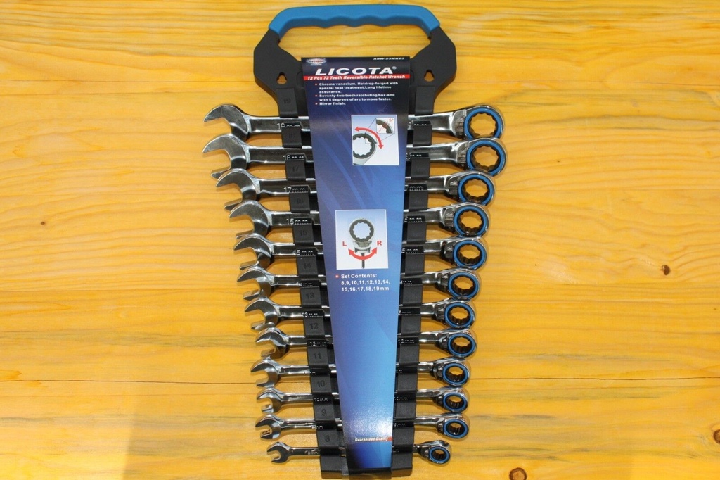 Ringratschen-Maulschlüssel-Set 12tlg 8-19mm 72 Z re/li 