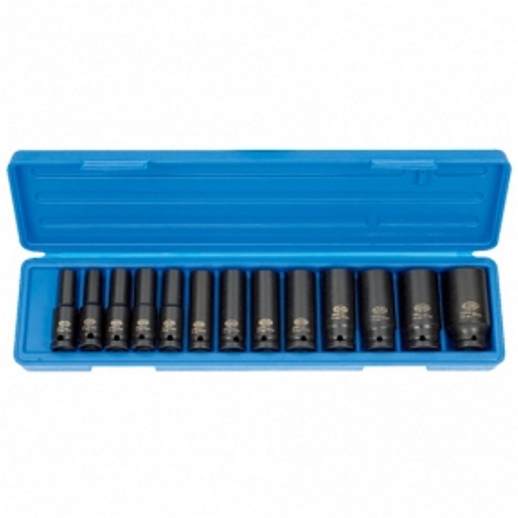 Schlagschrauber Nuss Set 1/2 Zoll, 10-30 mm, tief, 13-teilig, Cr-Mo
