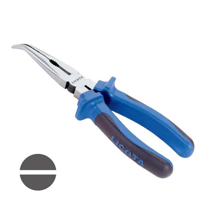 Spitzzange, Flachrundzange gewinkelt 160mm, Profi Zange