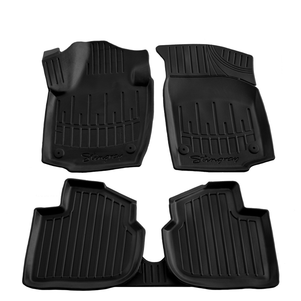 Gummifußmatten Auto für SKODA Rapid (2012-2019), 3D, passgenau, hohem Rand, Polyurethan