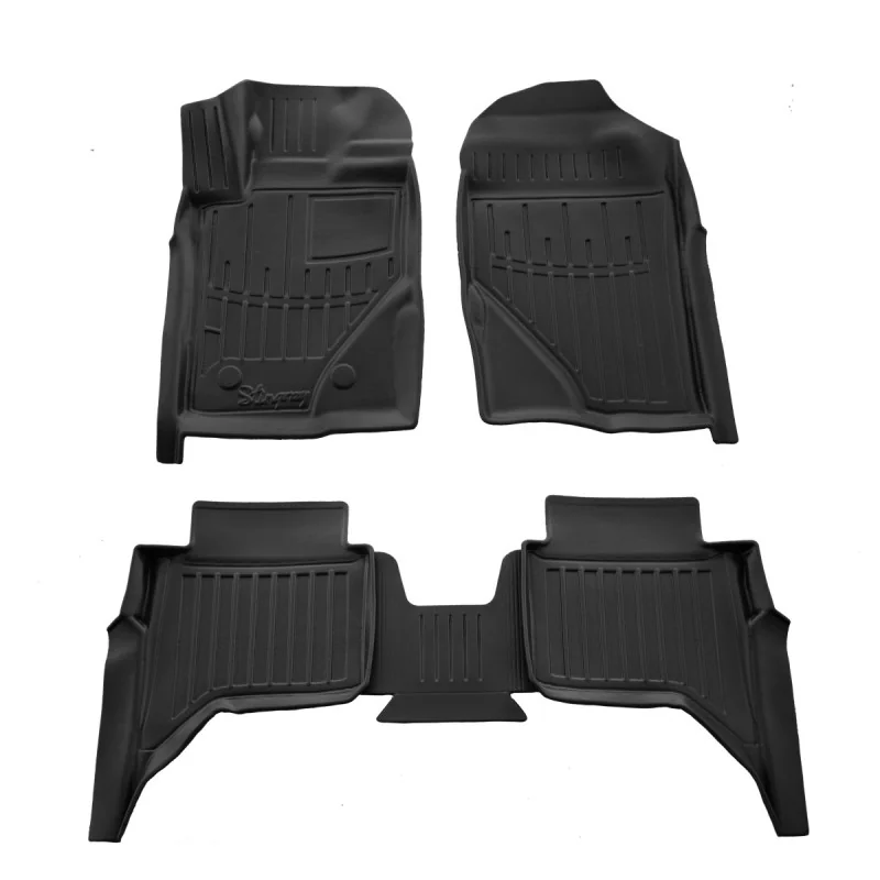 Gummifußmatten Auto 3D Set für Volkswagen Amarok (NF) (2022-...), passgenau, Hochrand, Polyurethan