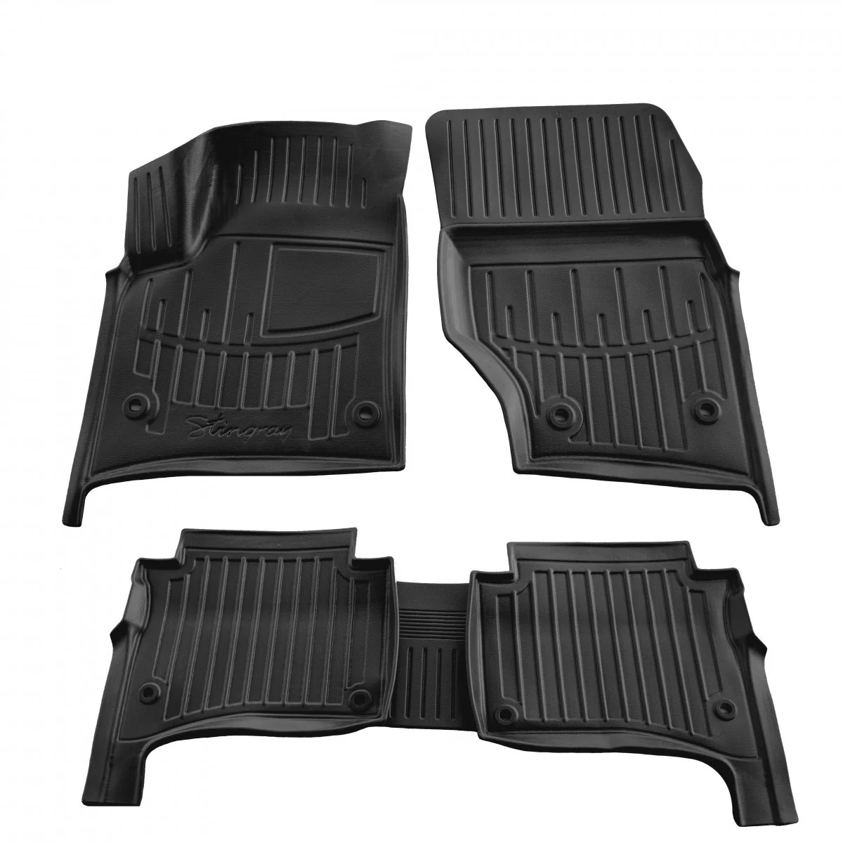 Fußmatten Auto, Gummimatten Auto 3D für VW Touareg I (7L) (2002-2010), passgenau, Polyurethan, hoher Rand