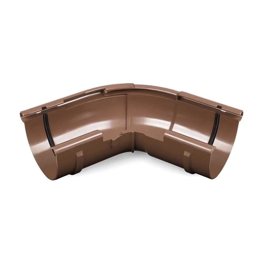 "Regenrinne Eckstück Aussen, verstellbar 120-145°, System 125, braun image"