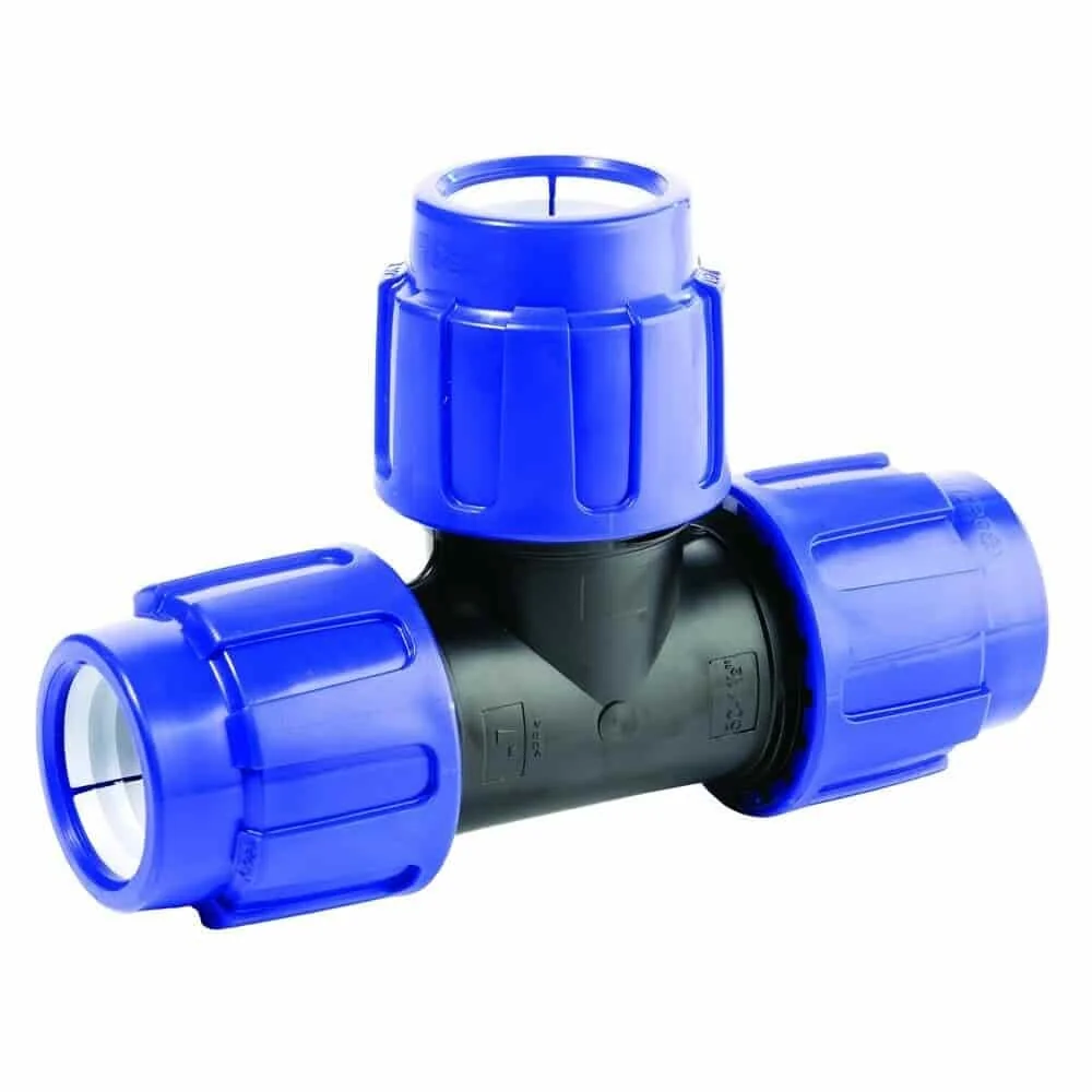 "PE Rohr Verschraubung, T-Stück 40mm, Klemmverbinder, Trinkwasser image"