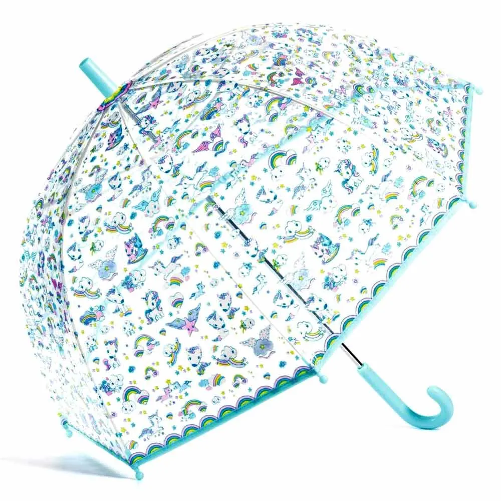 Djeco Kinder Regenschirm Einhorn blau
