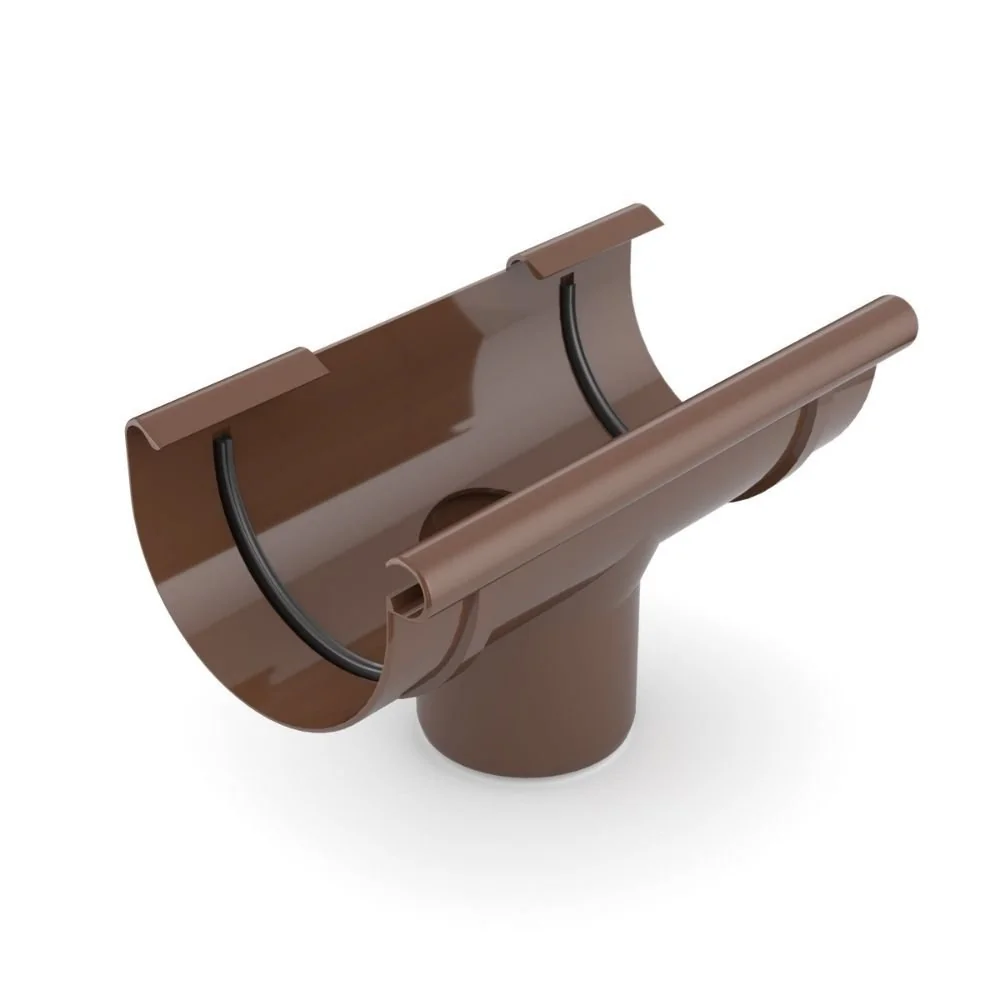 "Stutzen Regenrinne, Dachrinne braun, Fallrohr 90, Rinnenstutzen image"