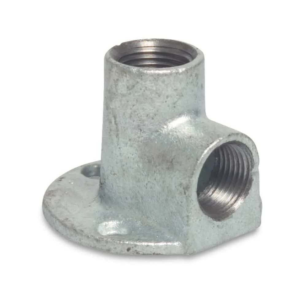 "Tempergussfitting, Gewindefitting Temperguss, Wandscheibe 1 Zoll, 90 Grad Fitting image"