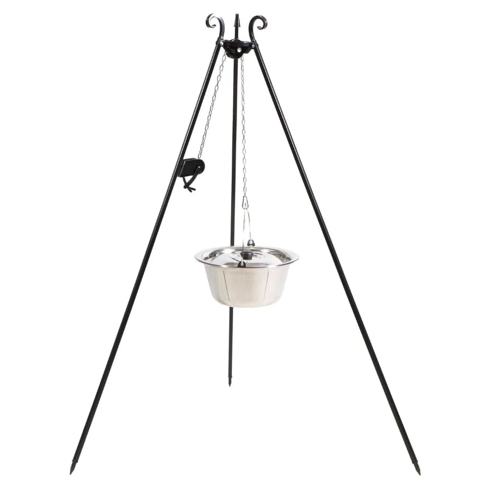 "Feuertopf Dreibein Set, mit Edelstahl Kessel 14L, Grill image"