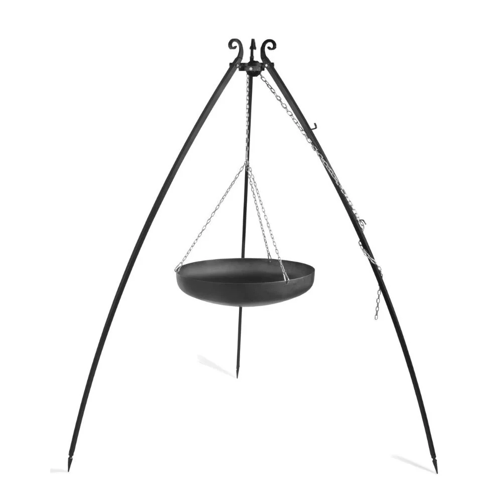 "Dreibein Kochstelle, Feuerstelle mit Dreibein, Outdoor Wok 70 cm, Stahl Wok image"